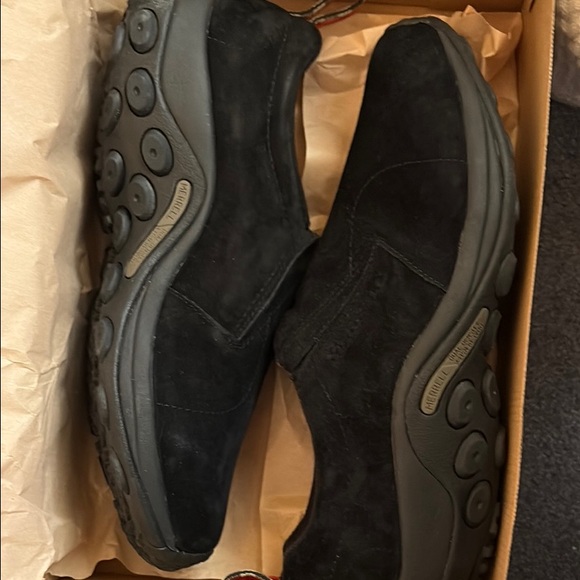 NIB Men’s Merrell Jungle Moc Midnight Black Slip-On Shoes 12W - Picture 2 of 6